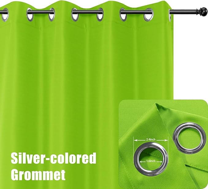 BONZER Outdoor Waterproof Curtains for Patio Privacy Grommet Light Filtering Outside Curtains for Gazebo, Porch, Pergola, Pavilion, 1 Panel, 54W x 95L inch, Green