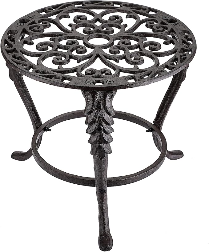 OwnMy Heavy Duty Cast Iron Plant Stand Vintage Iron Flower Pot Holder, Rustic Decorative Round Potted Plant Stand Rack, Indoor Outdoor Metal Plant Holder for Home Garden