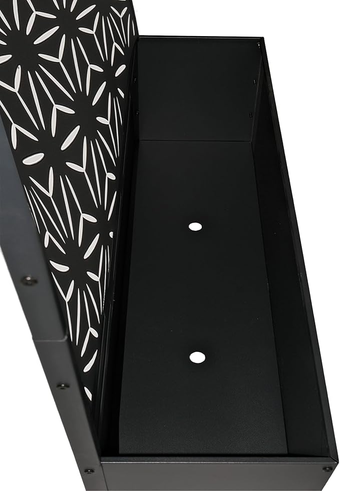 Oakland Living 6 ft. X 4 ft. Black Freestanding Metal Privacy Screen Room Divider with Flower Box