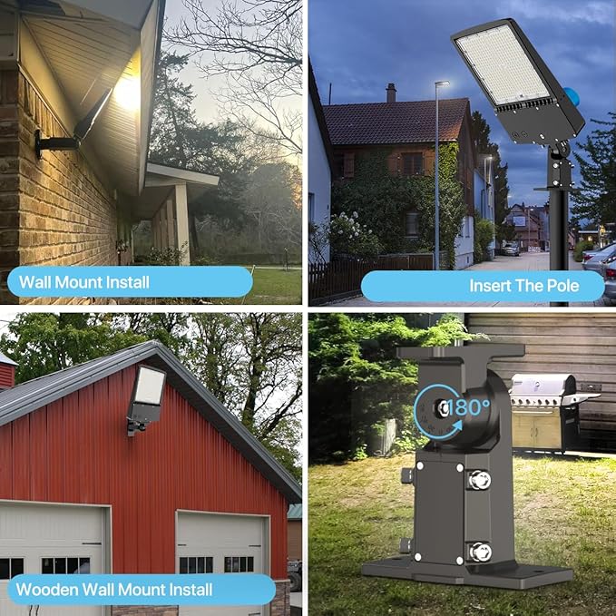 HYPERLITE Led Parking Lot Lights Outdoor 300W - UL Listed Arm & Slip Fitter 2 in 1 Wall Mount LED Flood Light - 45000lm 5000K Parking Lot Lights Commercial for Yard Street Court Driveways Stadium