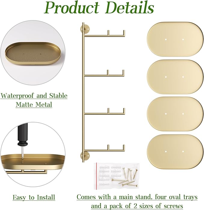 Window Rotating Plant Stand Shelf Indoor Gold Metal Floating Shelves 4-Tier Wall Mount Plant hanger Holders for Wall Planter Modern Home Decor window sill gifts