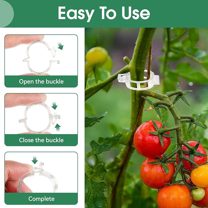 150 Pcs Plant Clips for Climbing Plants, Tomato Clips for Support, Plastic Garden Clips for Plants Grape Vine Vegetables Make Plant Grow Upright