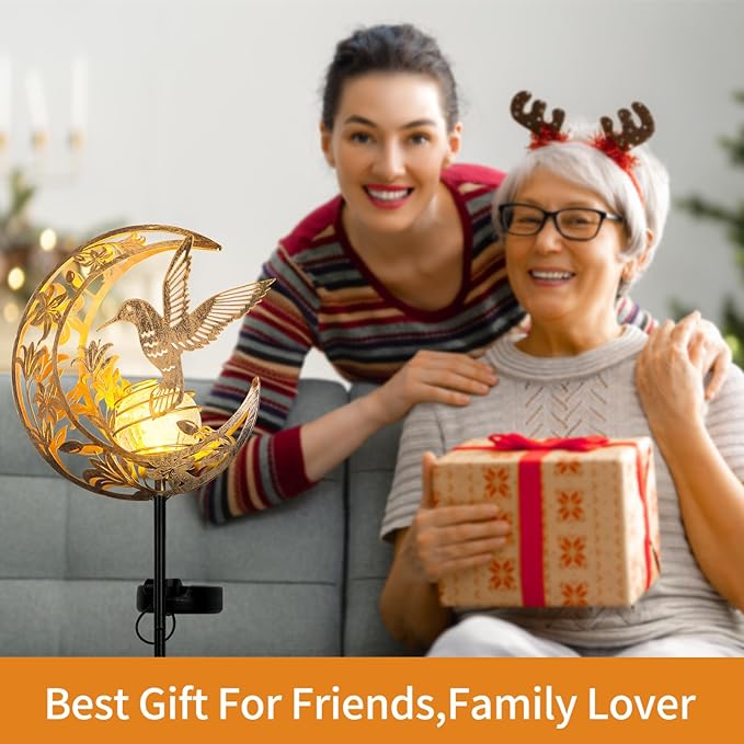 JOBOSI Solar Moon Hummingbird Decorative Light Gift Portable Decorative Ground Stake Light, Gifts for Women Mom Grandmothers, Garden Lawn Decor Christmas & New Year Gift