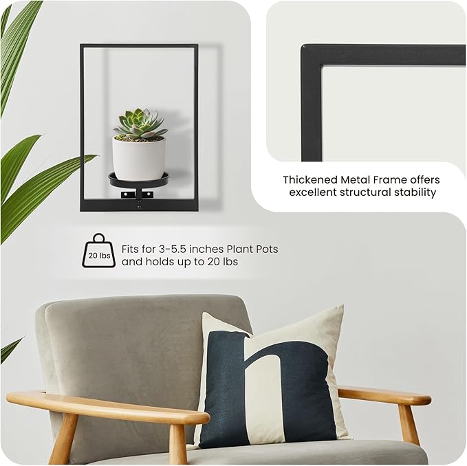 Wall Plant Holder Window Plant Shelves Set of 2, Wall Planters for Indoor Plants - Premium Metal Hanging Plant Holder for Indoor Outdoor Decor