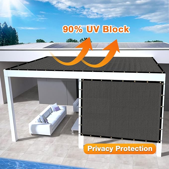 Artpuch Outdoor Pergola Shade Cover 21x21 FT Sun Shade Cloth with Grommets Dark Grey 90% UV Protection Canopy Patio Privacy Screen (Customized Available)