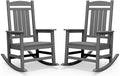 SERWALL Outdoor Rocking Chair Set of 2, HDPE Patio Rocking Chair, All-Weather Porch Rocker for Balcony, Yard, Dark Gray