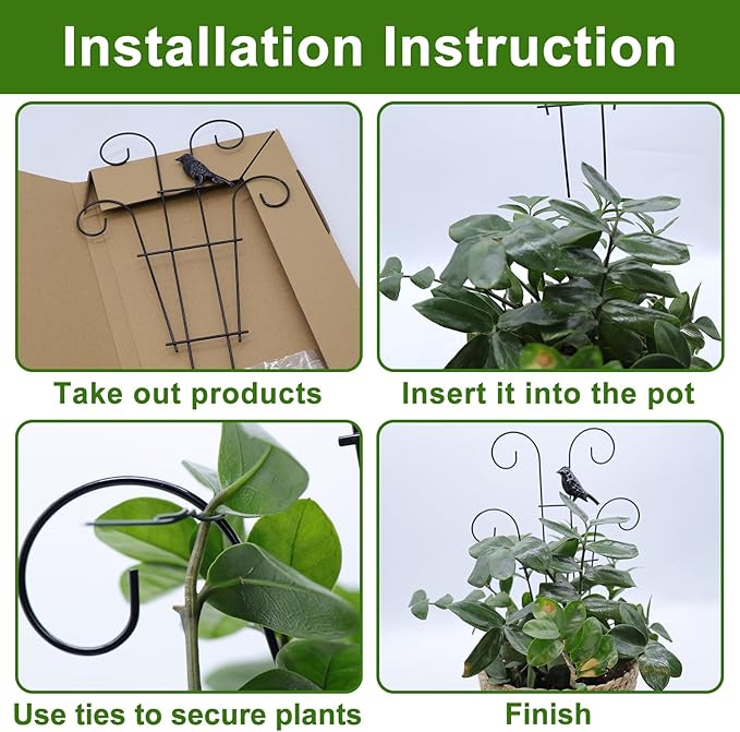 Coomin 14.5 Bird Indoor Plant Trellis for Potted Plants, Small Metal House Plant Trellis for Climbing Plants, Climber Plant Support for Hoya Pothos Ivy, 2p