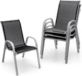 Giantex Set of 4 Patio Chairs, Stackable Outdoor Dining Chairs, 330 LBS Capacity, All Weather Resistant, Heavy Duty Rustproof Metal Armchairs, Lawn Chairs for Front Porch Yard Pool Garden