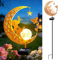 ZNYCYE Solar Lights Outdoor Decorative Moon Dog Butterfly Solar Stake Lights Birthday Gifts for Women mom Grandma, Garden Decor Waterproof for Walkway, Yard, Lawn, Patio (Warm White)