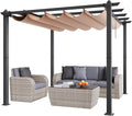 VEVOR 10'x10' Outdoor Retractable Pergola with Canopy, Aluminum Pergola with Retractable Canopy, Modern Style, Sun Shade for Patios, Gardens, Decks, Backyards (Beige)