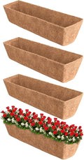 Halatool 4 Pack 36 Inch Trough Coco Fiber Replacement Window Box Liners Pre-Formed Coconut Liners for Planters Natural Coco Liner for Wall Hanging Basket Flower Pot Fence and Railing