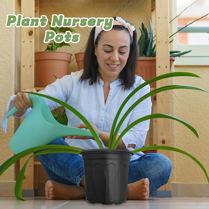 60 Pcs 1 Gallon Plant Nursery Pots,Plastic Seed Starter Pot with Drainage Holes,Plastic Plant Pots for Planting,Cuttings,Transplanting,Home Garden(Black)