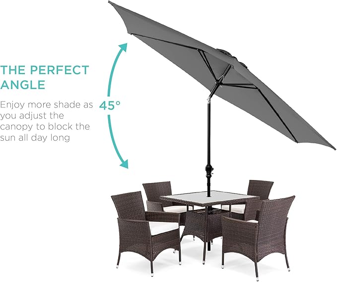 Best Choice Products 10ft Outdoor Table Compatible Steel Polyester Market Patio Umbrella w/Crank and Easy Push Button Tilt