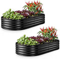 Plant & Plot Galvanized Raised Garden Beds Outdoor // 6×3×1 ft (2-Pack) Planter Raised Beds for Gardening, Vegetables, Flowers // Large Metal Garden Box // Patented Tool-Free Design (Black)