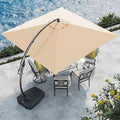 Grand patio Sunbrella 10x10 FT Cantilever Umbrella with Base Included Patio Square Aluminum Offset Umbrellas for Outdoor Pool (Flax, 10X10 FT-SUNBRELLA)