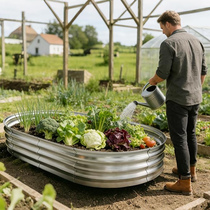 Galvanized Raised Garden Bed for Outdoor: 4X2X1ft Durable Metal Vegetable Plant Container Kit（2 Pack）