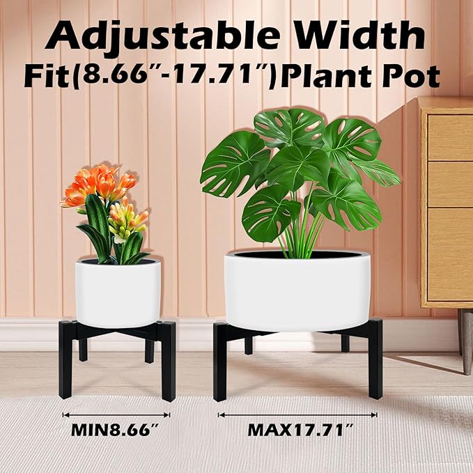 Heavy Duty Adjustable Metal Plant Stand for 10"-16" Plant Pot – Indoor & Outdoor (Black, 1 Pack)