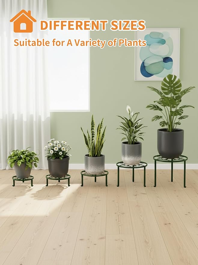 5 Pack Potted Plant Holder for Garden Home 5-Pack Metal Plant Stand Indoor Outdoor Rustproof Iron Corner Flower Pot Stand Holder for Homme Garden