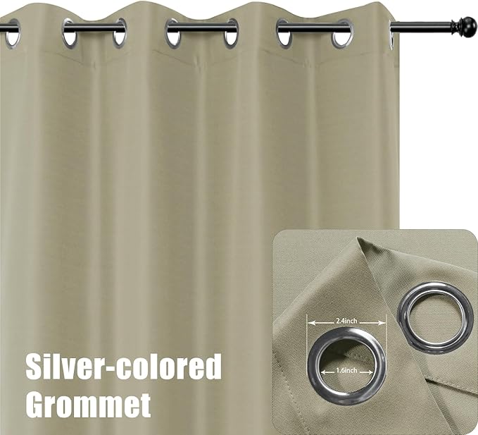 BONZER Outdoor Curtains for Patio Waterproof Thick Privacy Grommet Light Filtering Outside Curtains for Porch Pergola Gazebo Deck, 1 Panel, 84W x 120L inch, Taupe
