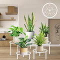5-piece set of metal plant potted flower racks, heavy-duty flower pot plant racks of different sizes, iron flower racks, suitable for indoor and outdoor home decoration (Black) (5, White)