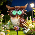 Solar Owl Garden Stakes Decorative with Moving LED Eyes Lights, 39.7" Owl Solar Lights Outdoor Garden for Pathway Patio Yard Metal Art