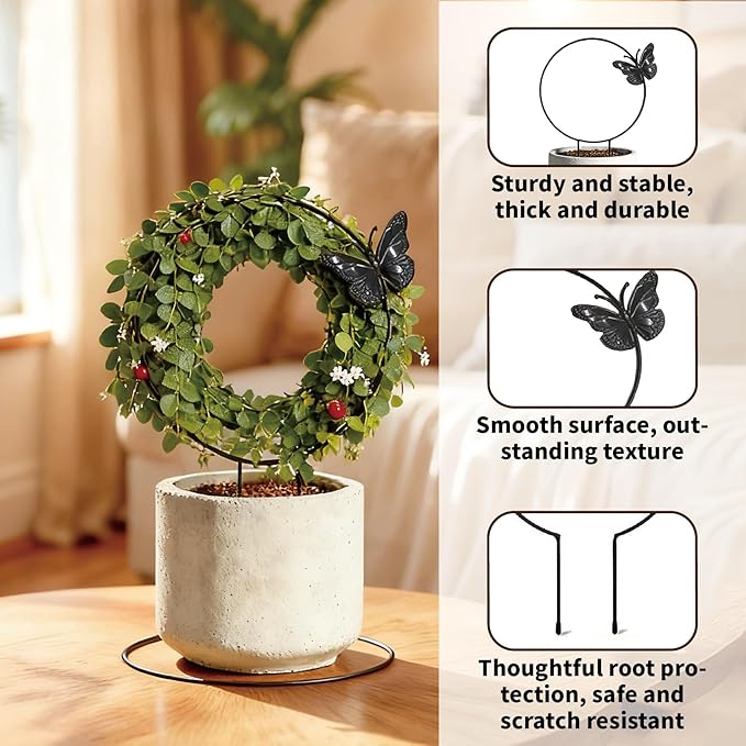Indoor Climbing Plant Trellis - 3pcs Small Garden Potted Support Outdoor Plants Propagation Trellises Accessories with 20pcs Ties for Garden Plant Houseplant