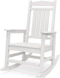 SERWALL Oversized Outdoor Rocking Chair, All-Weather Patio Rocking Chair, HDPE Porch Rocker for Adults, White