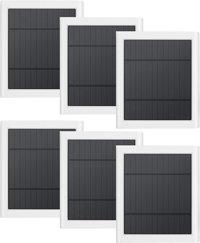 Solar Panel Outdoor for Ring Cameras (White 6P) Spotlight Cam Plus/Pro(Battery) Stick Up Cam/Pro Wireless Outdoor with 10FT/3M Long Cable Dustproof Waterproof