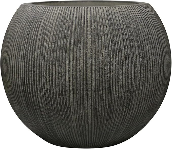 11.8" H X 14.5" D Round Plastic Planter with Drainage Hole & Plug, Large Lightweight Plant pot ,Recyclable ,Durable, Weather/UV Resistant for Indoor Outdoor, (8.9" Opening), Vintage Black