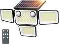 4500LM Solar Lights Outdoor Waterproof, 254 LED Solar Flood Lights Outdoor with 2 Motion Sensor, 4 Heads Security Light with Remote Control for Yard Outside House Garage 1 Pack