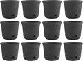 Suncast 12 Pack 14" x 12" Round Resin Decorative Weatherproof Outdoor Hideaway Standard Garden Hose Storage Pot with Drainage Holes, Gray