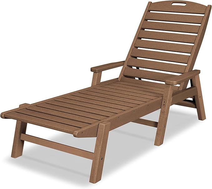 POLYWOOD NCC2280TE Nautical Arms Chaise, Teak