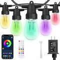 Outdoor String Lights 75FT, Outdoor Lights for Patio with 30 Dimmable RGBW LED Bulbs, IP66 Waterproof Shatterproof, with APP Control & Remote, 24V Adapter Color Change,for Backyard Decor