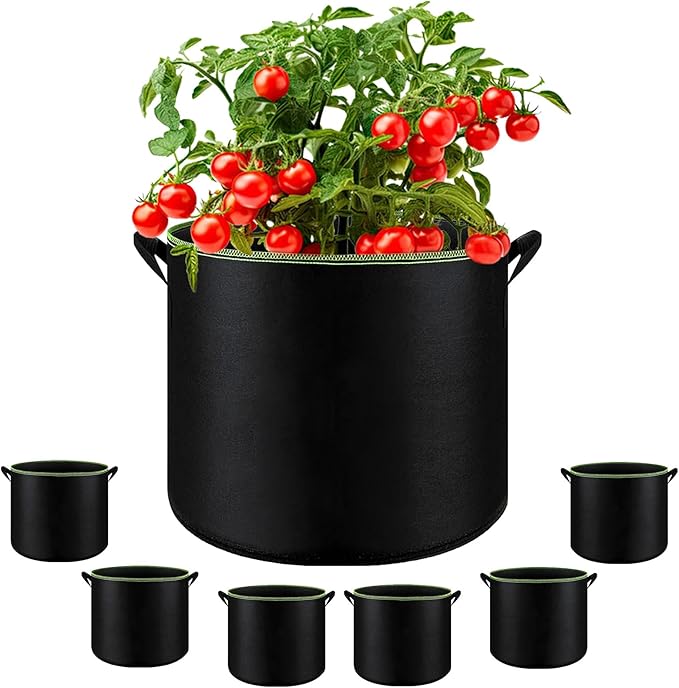 6-Pack 10 Gallon Grow Bags - 300G Heavy Duty Aeration Fabric Pots with Handles,Thickened Nonwoven Planter Bags for Vegetables Flowers Fruits