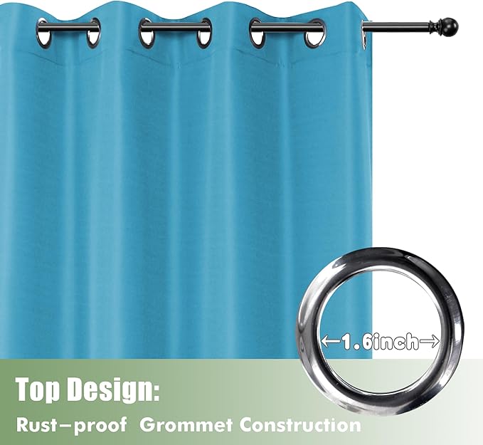 HolidayIdeas Outdoor Curtains for Patio Waterproof, 6 Panels - 54x95 Inches - Weatherproof Privacy Outsides Curtains for Cabana Porch Pergola, Sunlight & UV Blocking (Teal, Grommet Top)