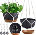 3 Pack 8/10/12 Inch Hanging Planters for Indoor Plants with Self-Watering Includes Hanging Pots for Plants, Outdoor Hanging Flower Pots with Drainage, and 2 Types of Hanging Baskets Hangers (Black)
