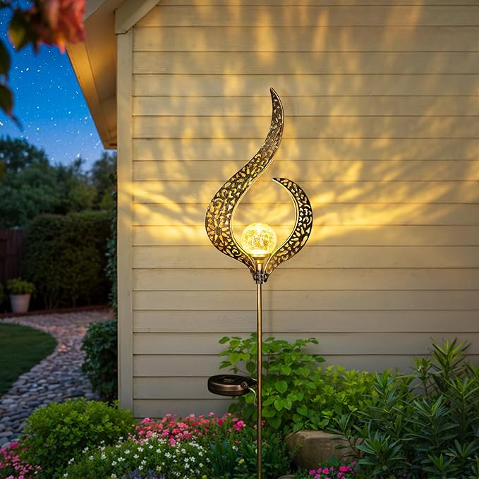 HOMEIMPRO Outdoor Solar Garden Lights Waterproof, Gifts for Mom Dad, Yard Art, Pathway, Lawn Ornaments, Outdoor Decor,Birthday Gifts for Wife Women (Bronze,2Pack)