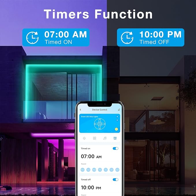 DAYBETTER Outdoor Led Strip Lights Waterproof, Smart LED Lights Work with Alexa and Google Assistant, WiFi App Control DIY Multiple Color Changing Lights Music Sync, LED Lights for Bedroom 32.8 ft