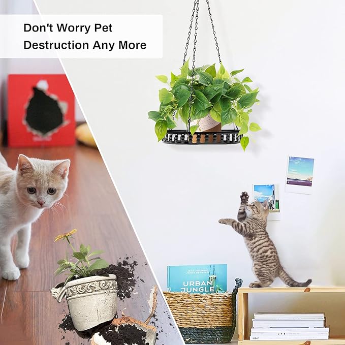 Metal Plant Hanger Indoor Outdoor, Plant Hanger for Indoor Outdoor Plants, Flower Pot Hanging Plant Holder, Hanging Plant Shelf, Black, 1pcs