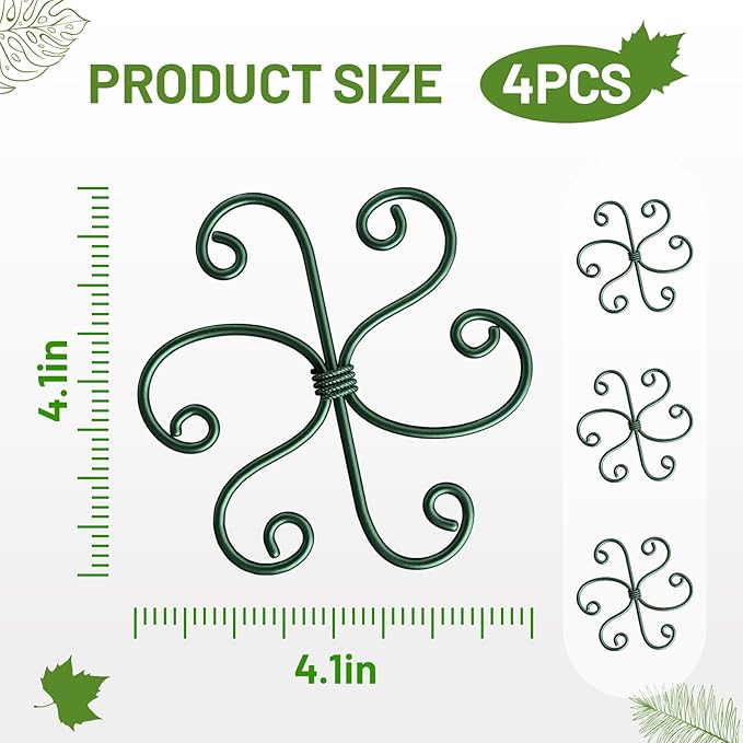 4PCS Green Iron Monstera Support, Uniquely Designed Plant Support Stakes for Indoor Plants, Stable Plant Stakes and Supports, Turtle Shell Bamboo Clamp Set for Thriving Growth