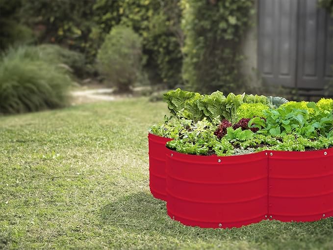 Plant & Plot Galvanized Raised Garden Beds Outdoor // 3×3×1 ft Planter Raised Beds for Gardening, Vegetables, Flowers // Large Metal Garden Box (Red) // Patented Tool-Free Design