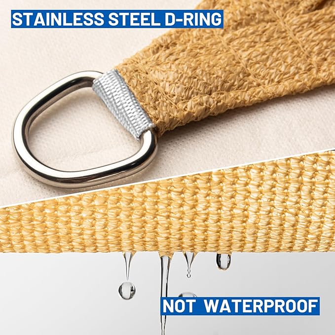 SUNLAX Sun Shade Sail 13' x 14' Sand Rectangle Canopy Sail Shade Cover UV Block Permeable Sunshade Outdoor for Patio Backyard Deck Pergola (We Make Custom Size)