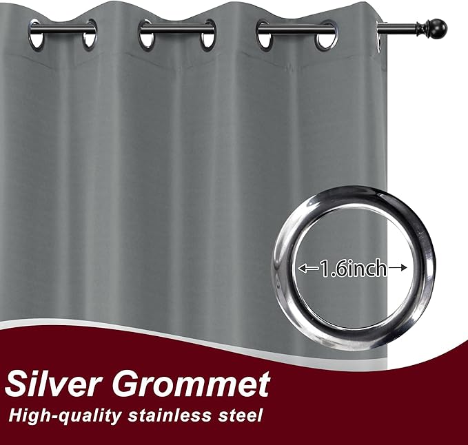 HolidayIdeas Grommet Top Outdoor Curtains for Patio Waterproof 8 Pcs All Weather Balcony Outside Curtain Panels for Apartments, Gazebo, Pergolas, Porch, 54x84 Inch, Grey