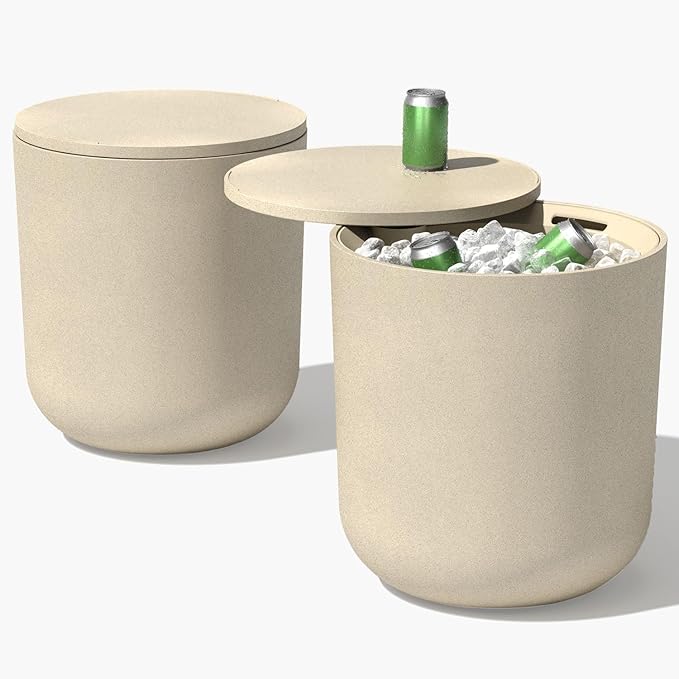 Veradek Kona Cooler Side Table – 2-in-1 Outdoor Patio Side Table w/Cooler | Insulated 40L Capacity | Modern Accent Décor for Hosting, BBQ, Poolside