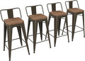Yongchuang 24 inch Bar Stools Set of 4 Metal Counter Height Bar Stools with Wood Seat Kitchen Low Back Barstools Gunmetal