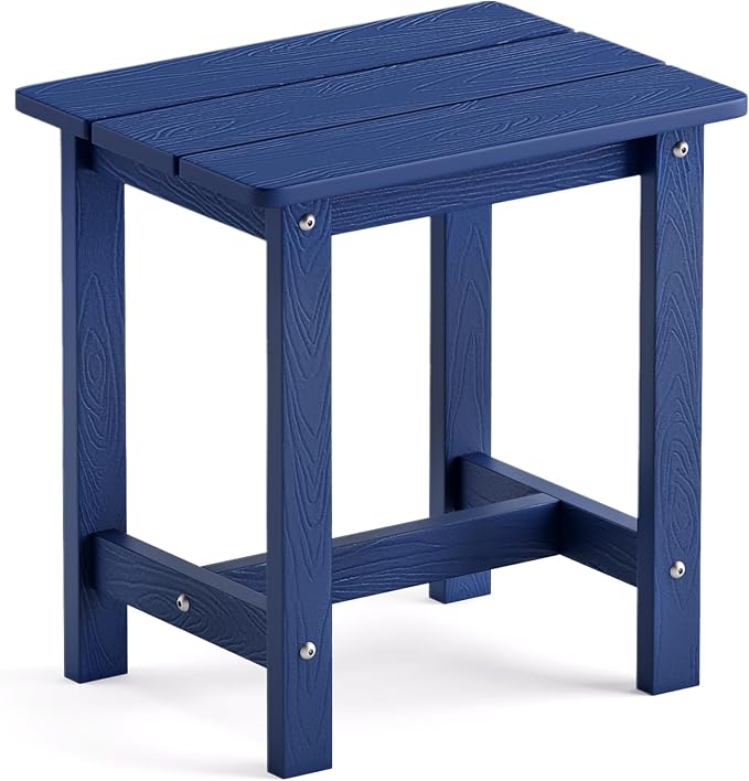 LUE BONA Outdoor Side Table, HDPS Small Outdoor Table, Adirondack Side Table, Outside End Table for Patio, Porch, Deck, Pool, Weather Resistant/Easy Maintenance/Indoor or Outside Use, Navy