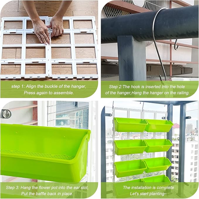 LOYALHEARTDY Vertical Garden Wall Planter Wall Mounted Planter 4-Tier Vertical Garden Planters for Growing Strawberries, Flowers, Vegetables, Herbs Indoor/Outdoor Decoration (Light Green)