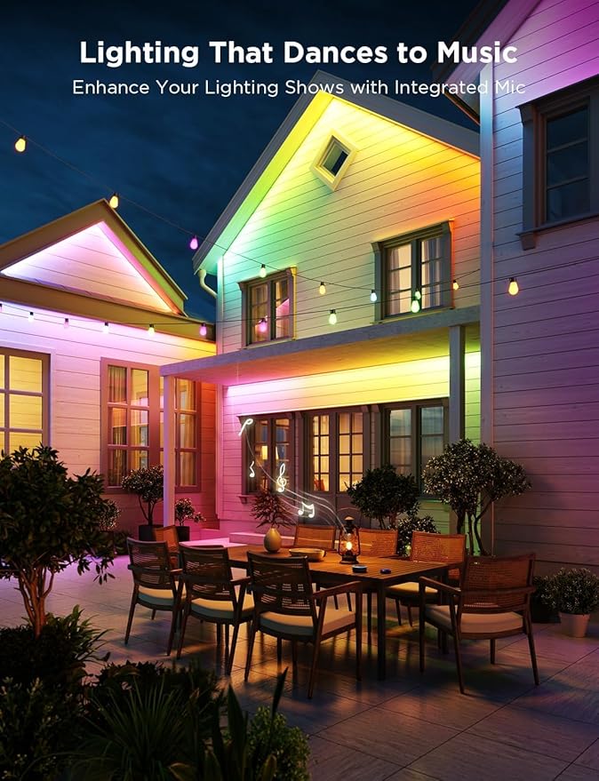Govee Outdoor LED Strip Lights RGBIC with Warm and Cold White, 32.8ft 2.4G WiFi Smart Outdoor Lights, IP65 Waterproof, Work with Alexa and Google Assistant, App Control, for Porch, Patio, Eave, Party