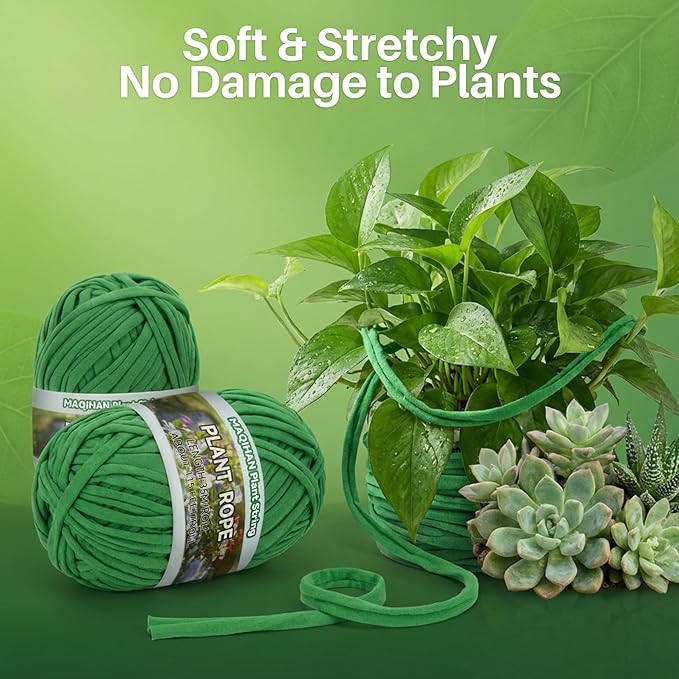 2 Pack Garden String - Plant Ties, Garden Twine, Gardening Tape, Tree Support, Stretchy Trap for Trees,Flowers,Green Soft Ties for All Plants All Gardeners(35M/Roll,115FT)