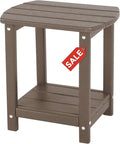 Adirondack Square Outdoor Side Table,2-Tier Storage Patio Side Table, HDPE End Tables for Backyard Pool Porch Garden Lawn